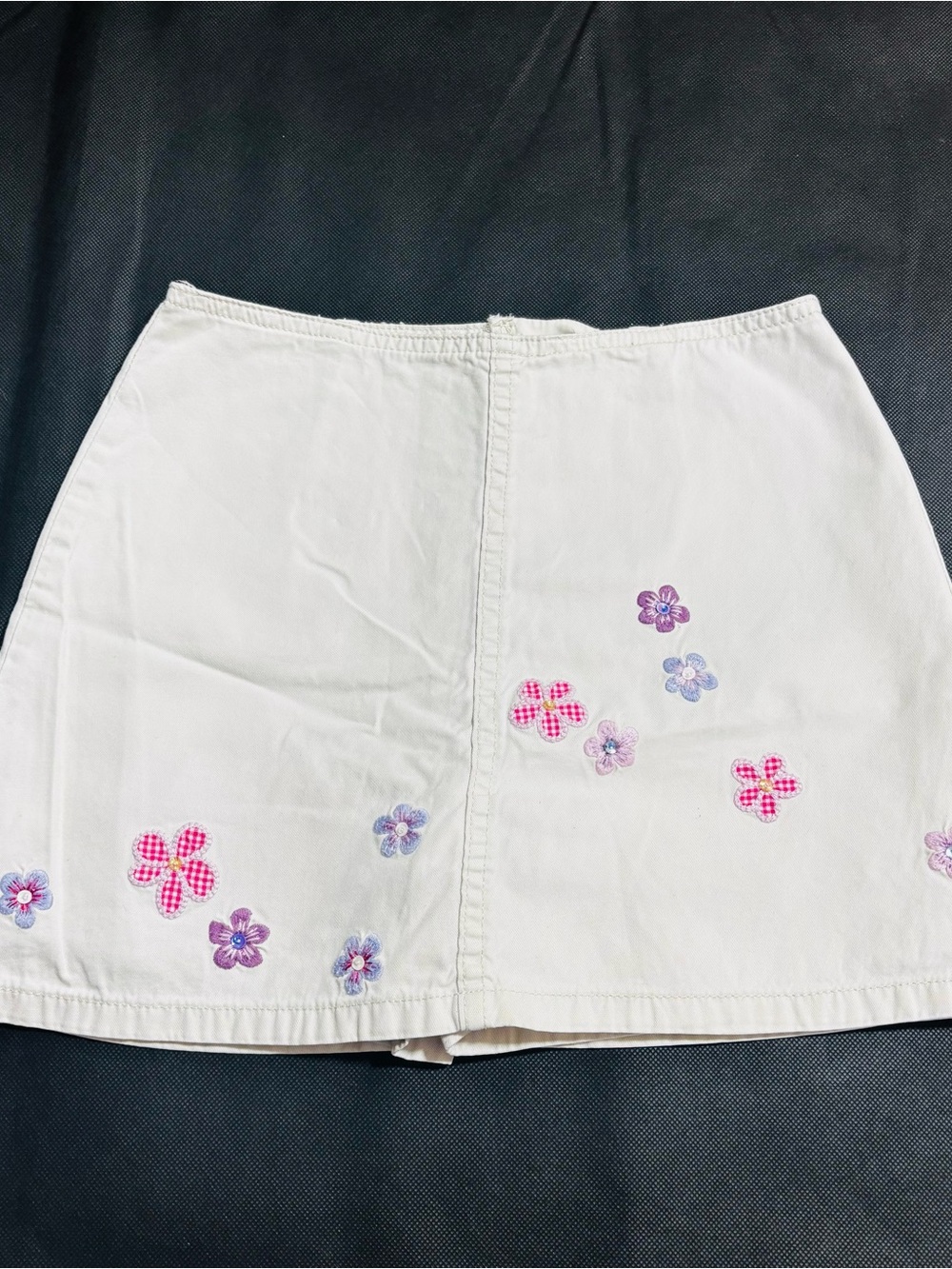 Y2K Girls Mini Skirt White With Pink/Purple Flowers By Gap Size 8 100% Cotton